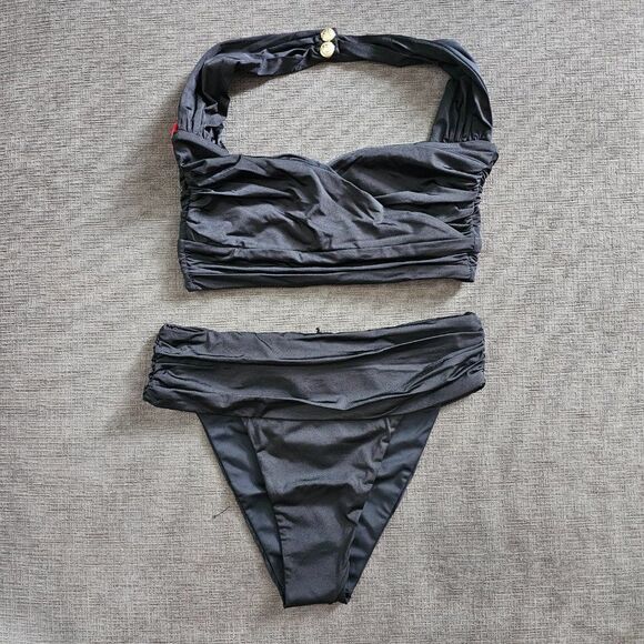 Balmain Paris Women's Black Beachwear Top High Waist Bottom Bikini Size 38 - Picture 6 of 16